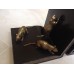 Maitland Smith Pr Amber and Dark Bronze Cast Brass Cat and Mouse Bookends   252750692492